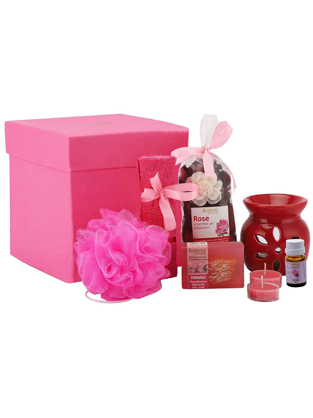BodyHerbals 7 Pcs Pink Rose Soap Spa Bath & Body Gift Set