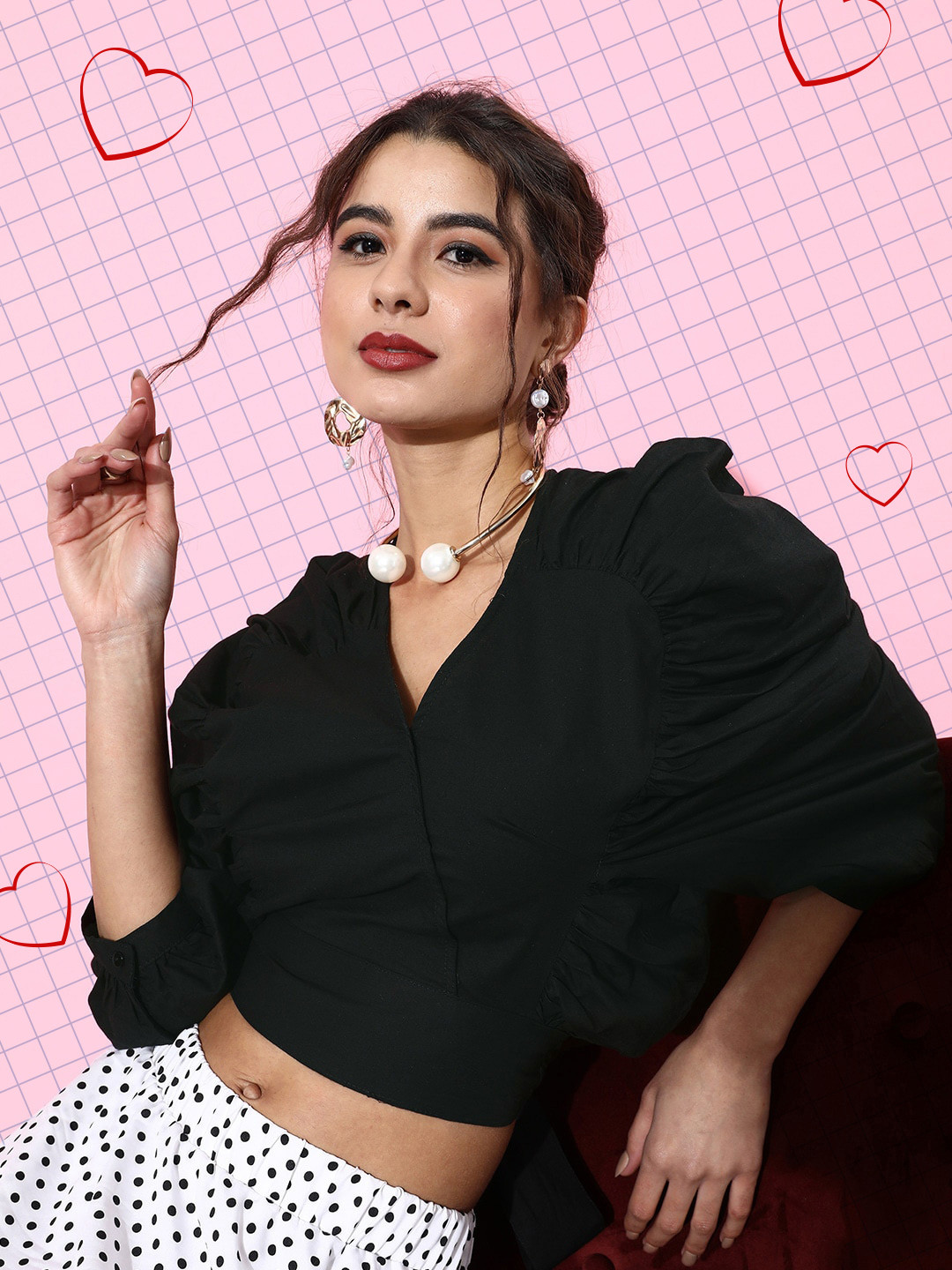 plusS Women Stylish Black Solid Cropped Top