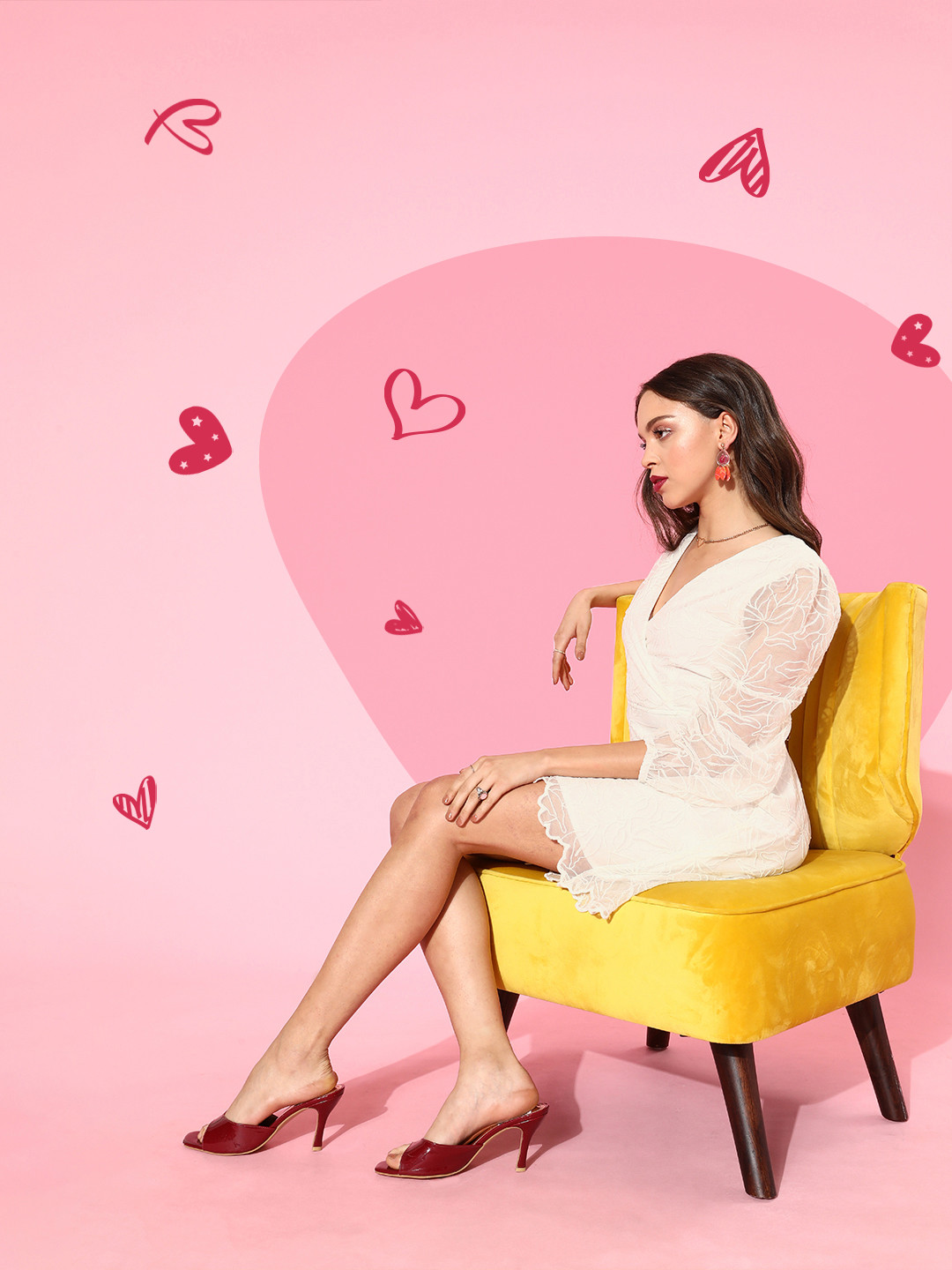 EVERYDAY by ANI Women Classic White Floral Sheer Dress