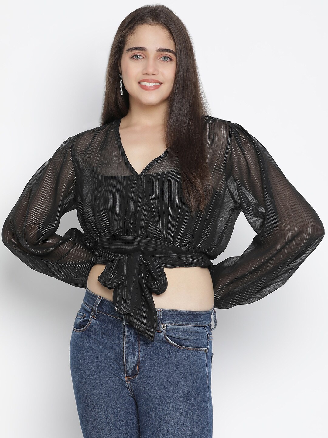 Oxolloxo Black Wrap Crop Top