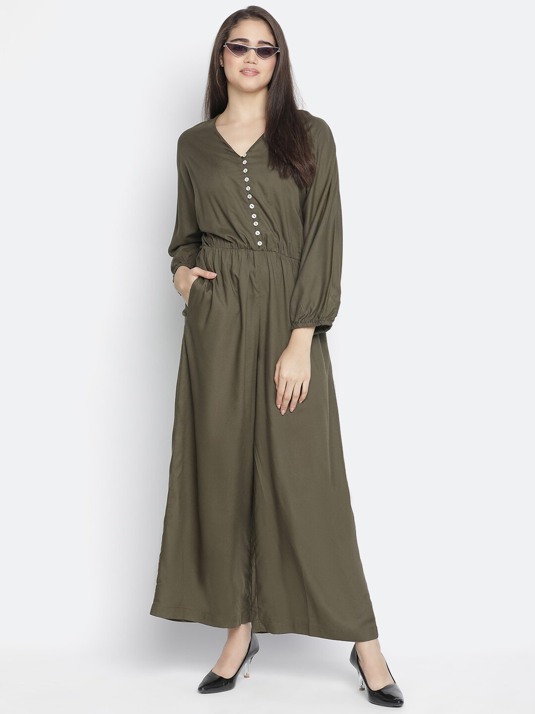 Oxolloxo Olive Green Basic Jumpsuit