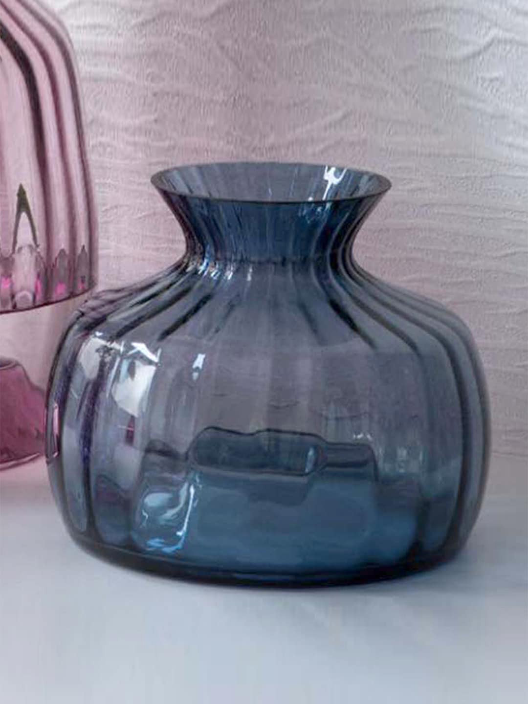 DARTINGTON Blue Solid Crystal Cylindrical Flower Vase