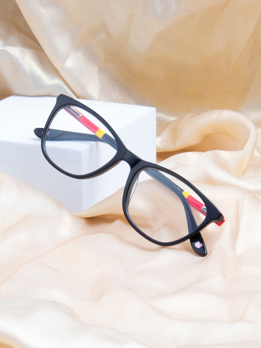 Ted Smith Women Black & Red Colourblocked Full Rim Cateye Frames Eyeglasses