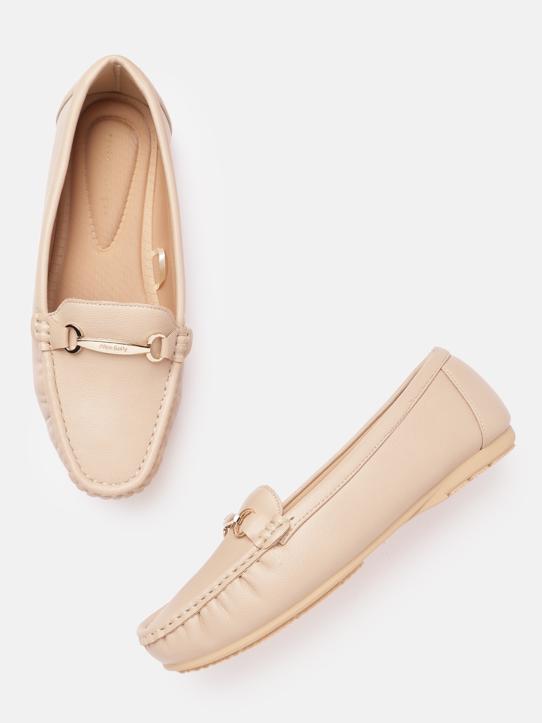 Buy Allen Solly Women Beige Solid Horsebit Loafers Casual Shoes