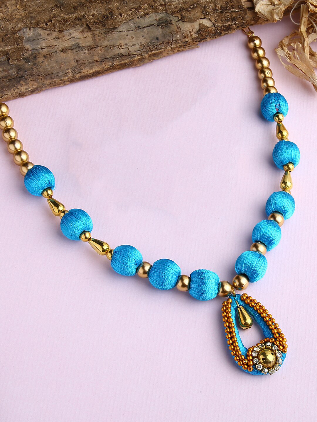 AKSHARA Blue & Gold-Plated Necklace
