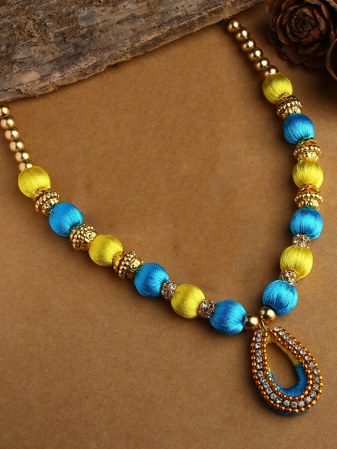 AKSHARA Yellow & Blue Gold-Plated Necklace