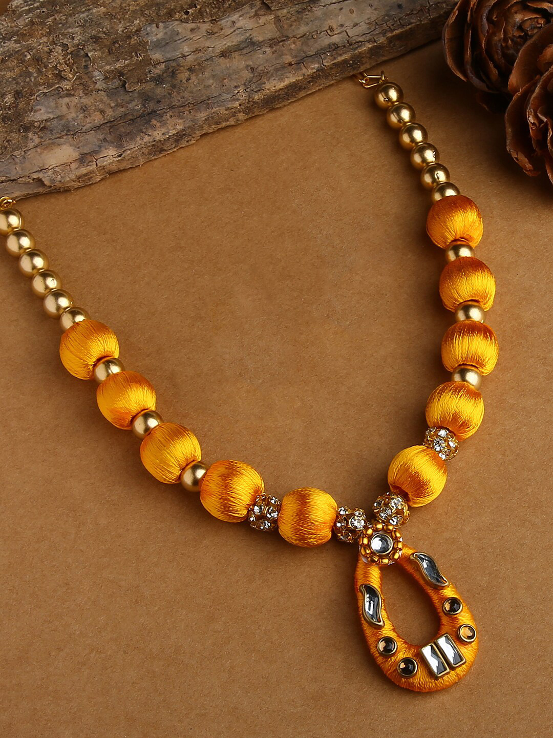 AKSHARA Gold-Toned & Mustard Gold-Plated Necklace
