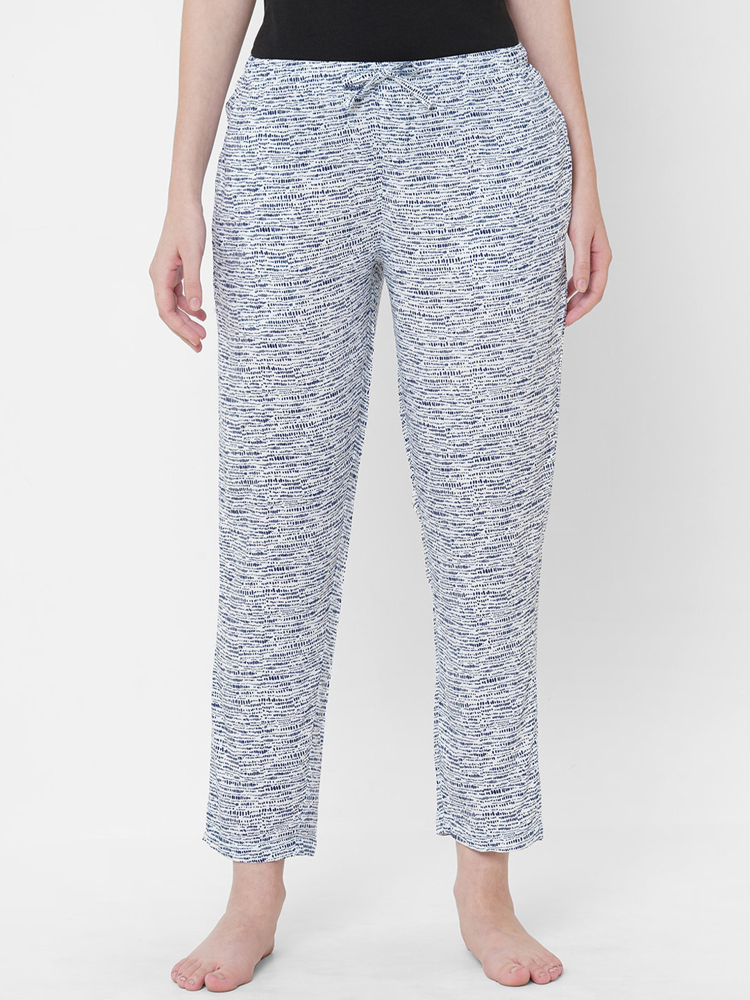 URBAN SCOTTISH Women Blue & White Printed Lounge Pants