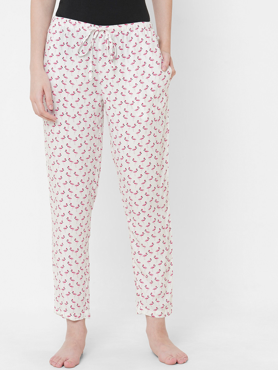 URBAN SCOTTISH Women Pink & White Printed Lounge Pants