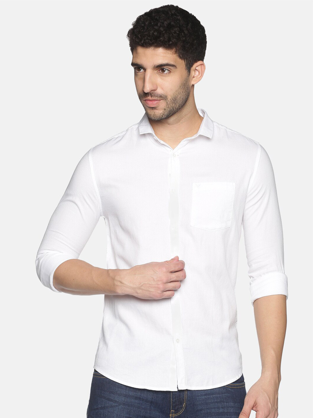 SHOWOFFFF Men White Slim Fit Casual Shirt