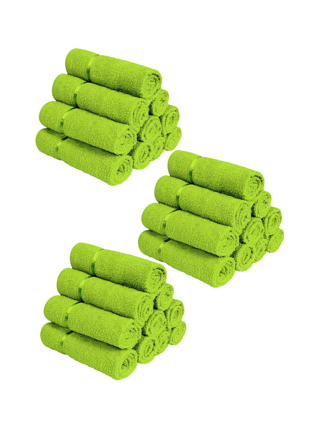 Story@home Set Of 30 Green Solid 450 GSM Pure Cotton Face Towels