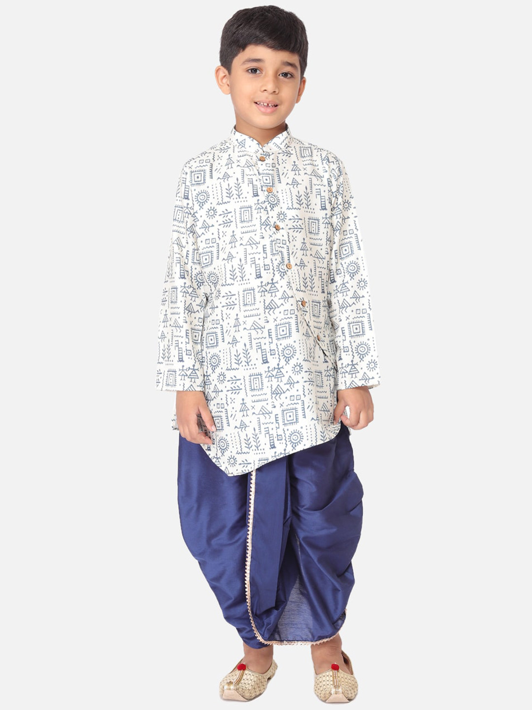 TABARD Boys White & Blue Kurta