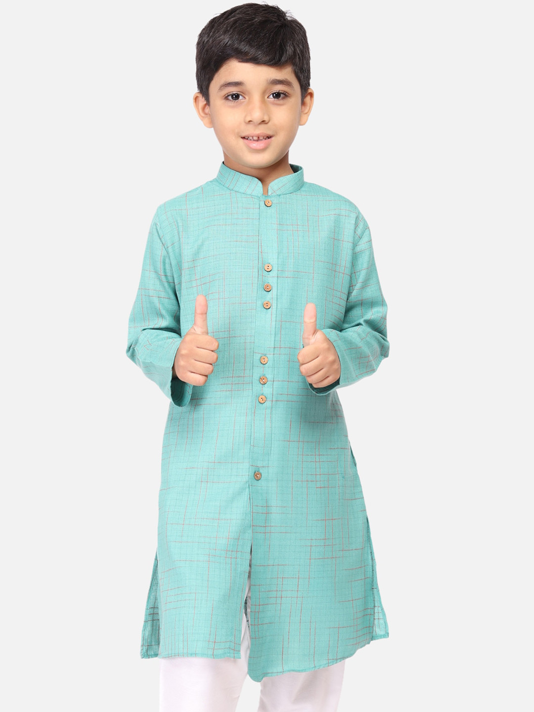 TABARD Boys Green Thread Work Kurta