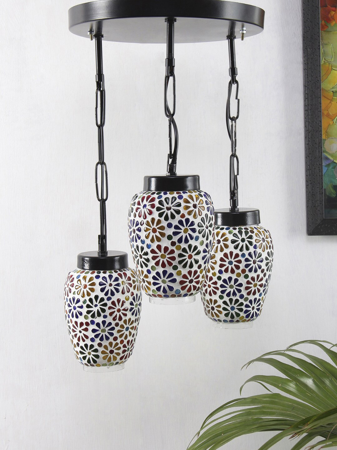 Devansh Multi Mosaic Glass Cluster Ceiling Lamp