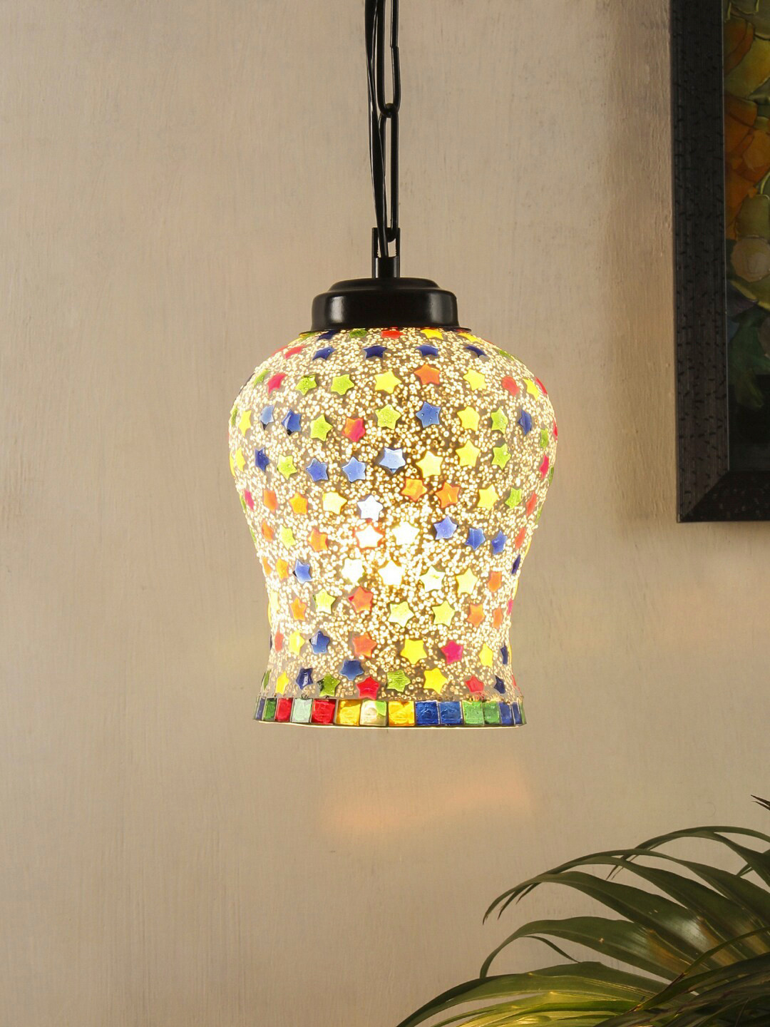Devansh Multicoloured Mosaic Glass Ceiling Lamp