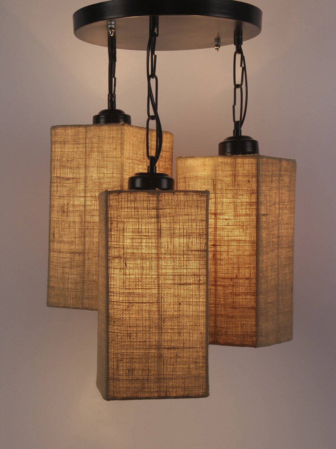 Devansh Beige Jute Square Ceiling Lamp