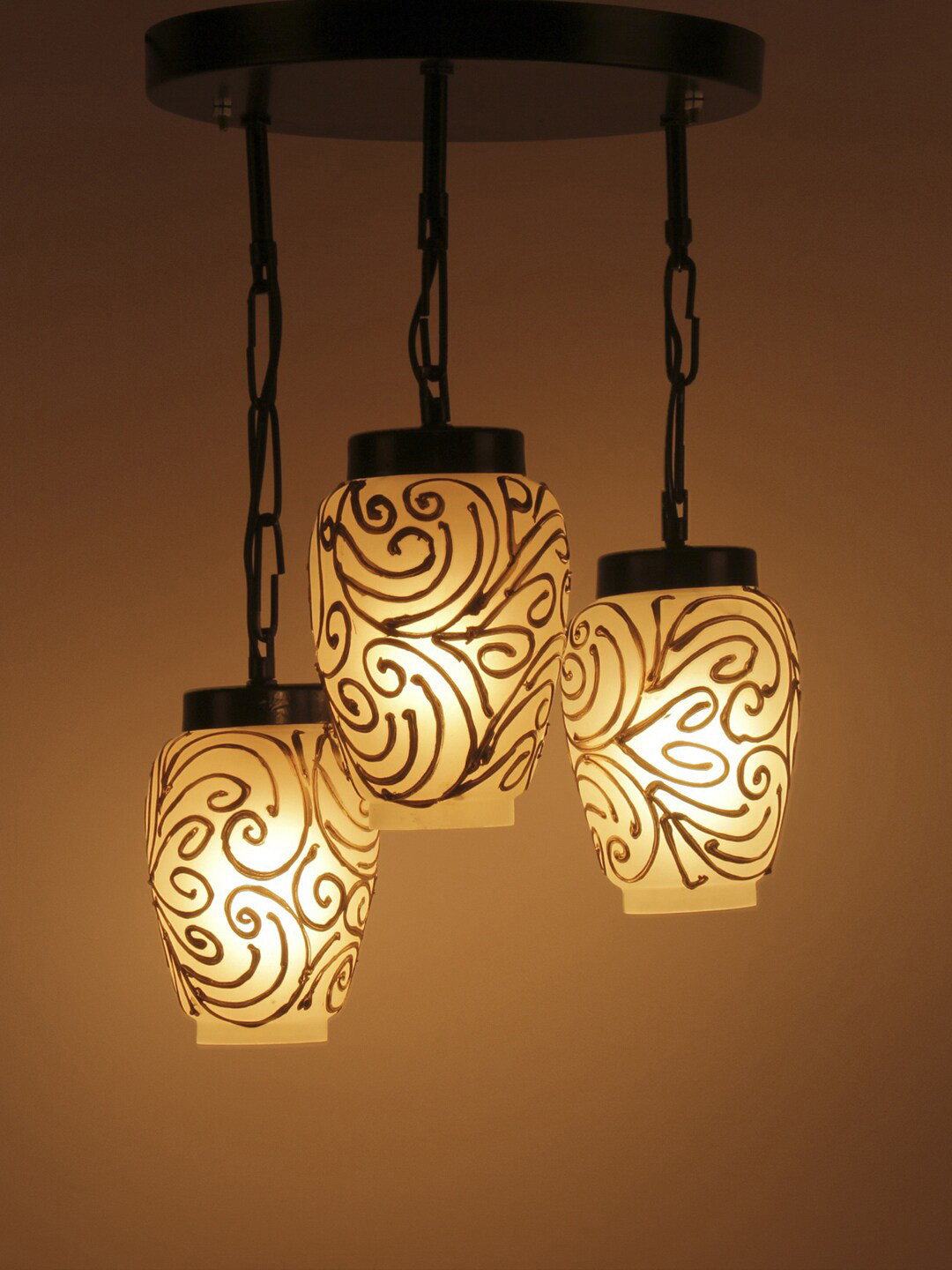 Devansh Gold Toned Mosaic Cluster Glass Ceiling Lamp