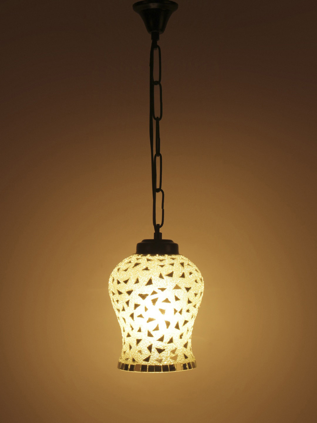 Devansh White Mosaic Glass Ceiling Lamp