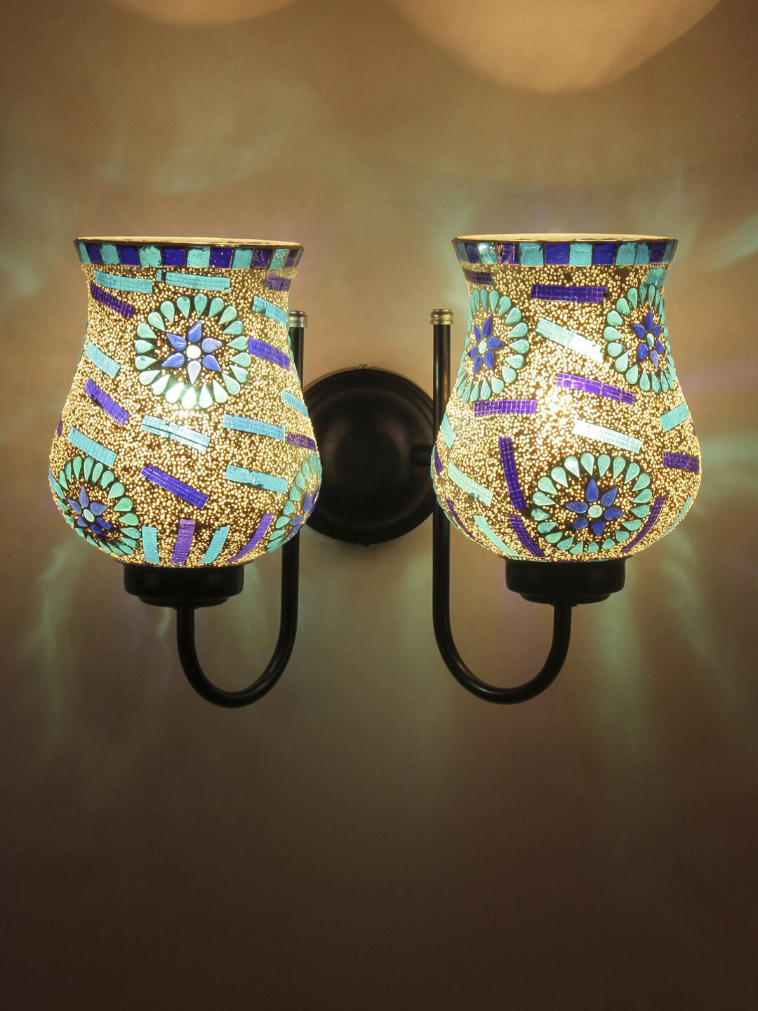 Devansh Blue Mosaic Glass Wall Mounted Lamp