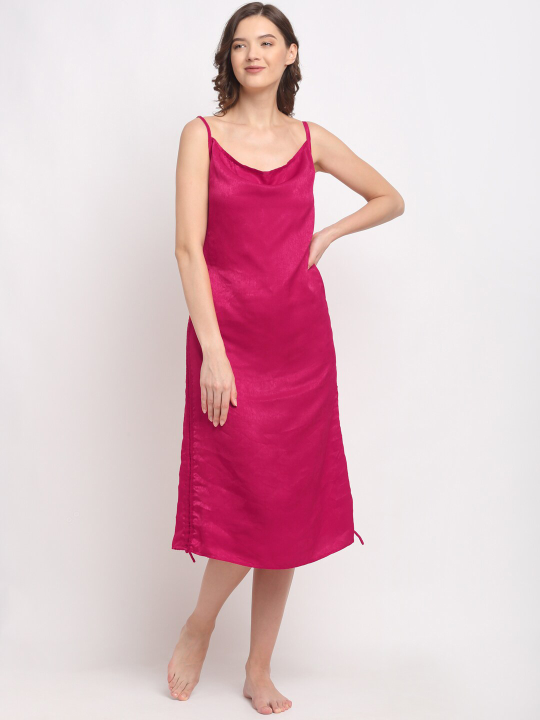 Aoba Pink Solid Nightdress