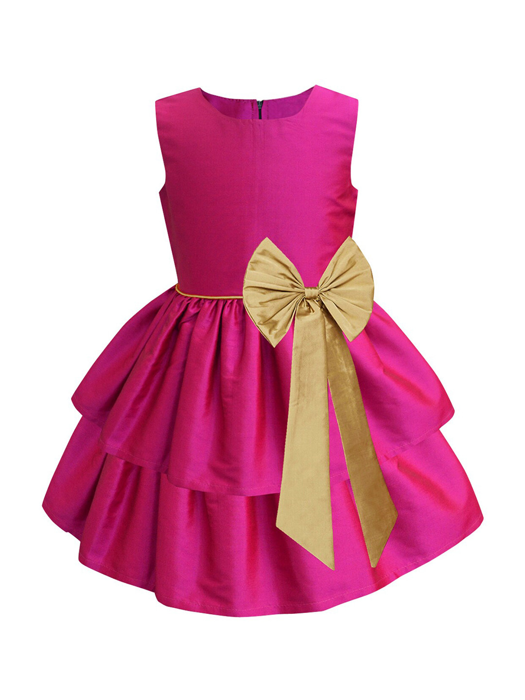 A.T.U.N. Fuchsia & Gold-Toned Layered Dress Wit