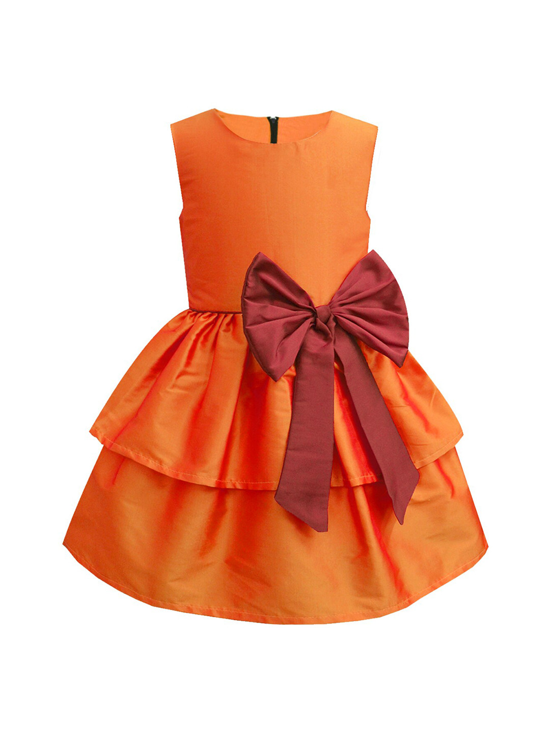 A.T.U.N. Orange & Maroon Layered Dress