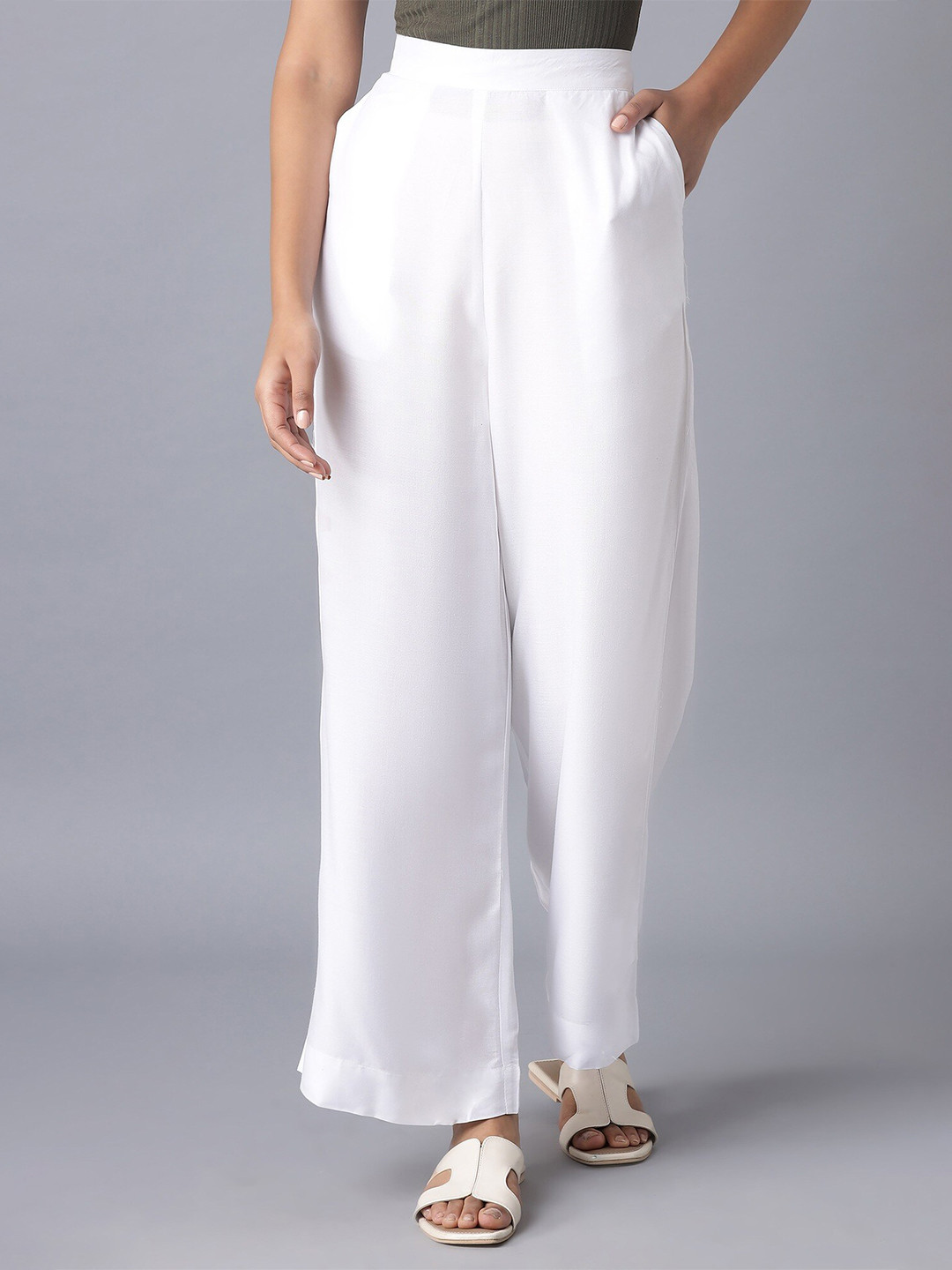 elleven Women White Palazzos