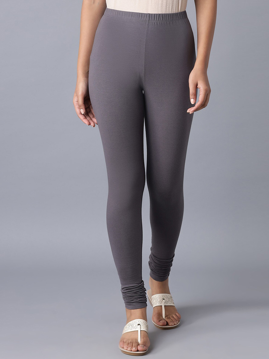 elleven Women Charcoal Grey Skin Fit Churidar