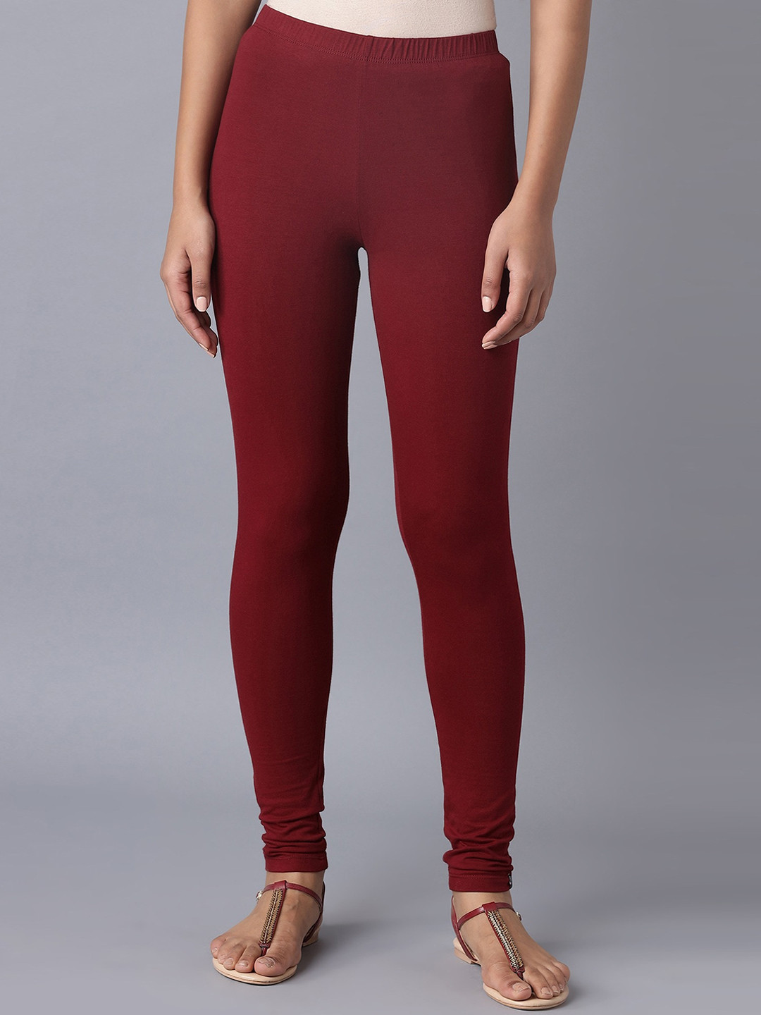 elleven Women Red Cotton Lycra Tights
