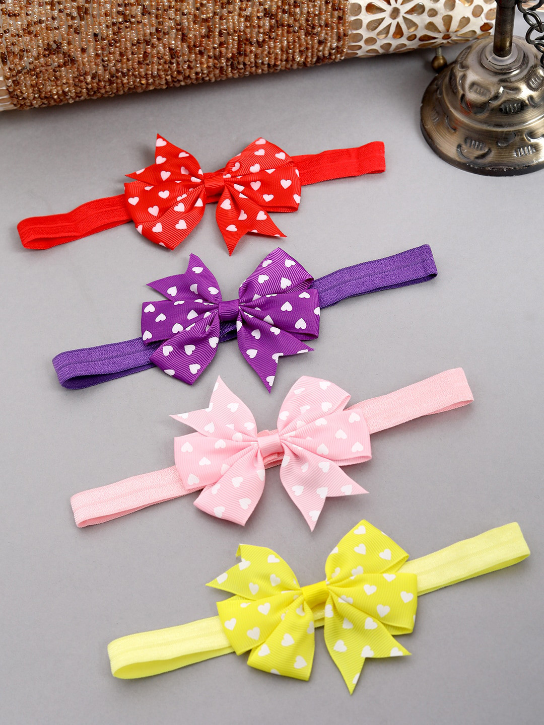 Babymoon Girls Set of 4 Pink, Red, Purple & Yellow Headband