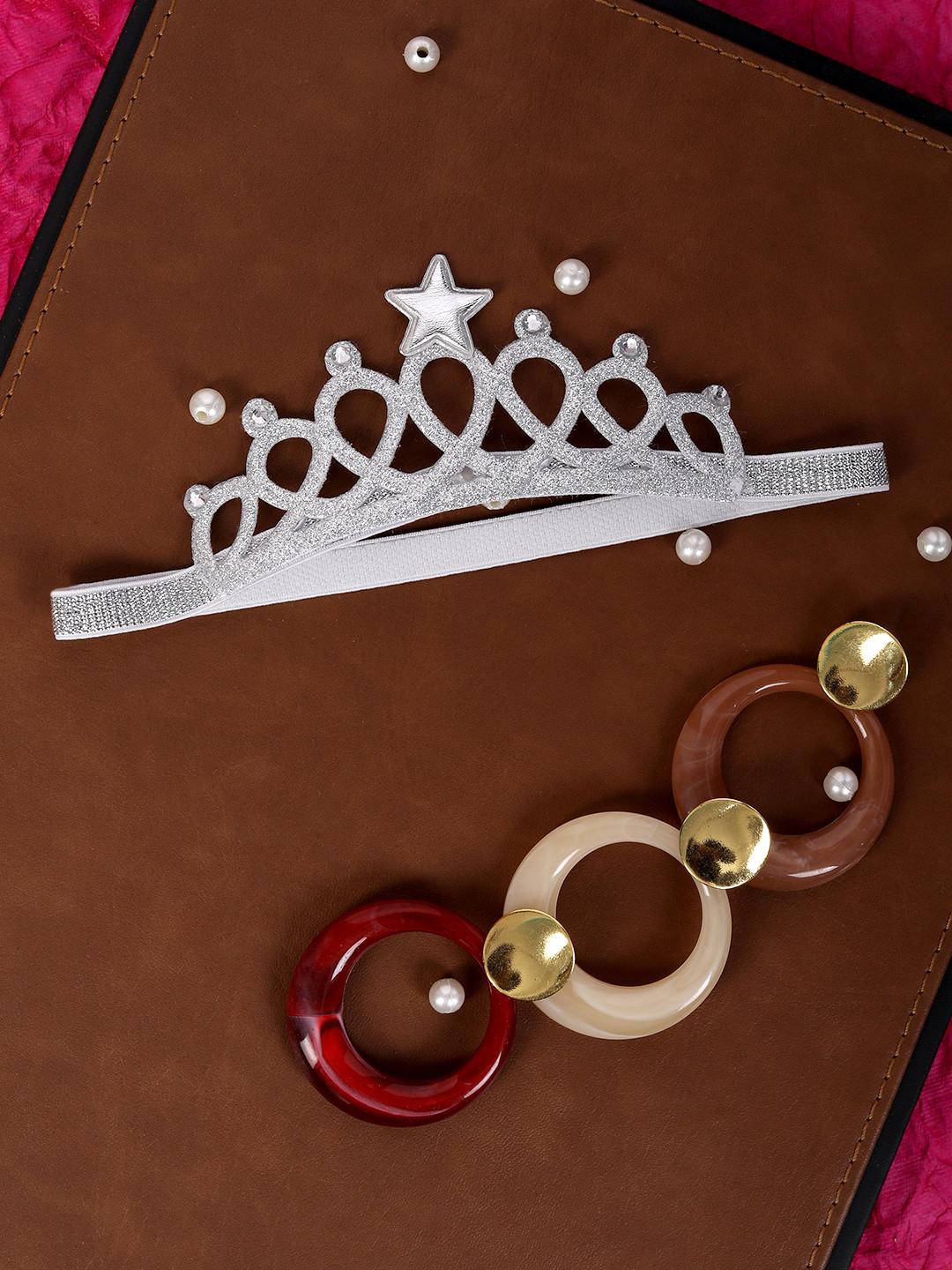 Babymoon Girls Silver Glittering Crown Hairband