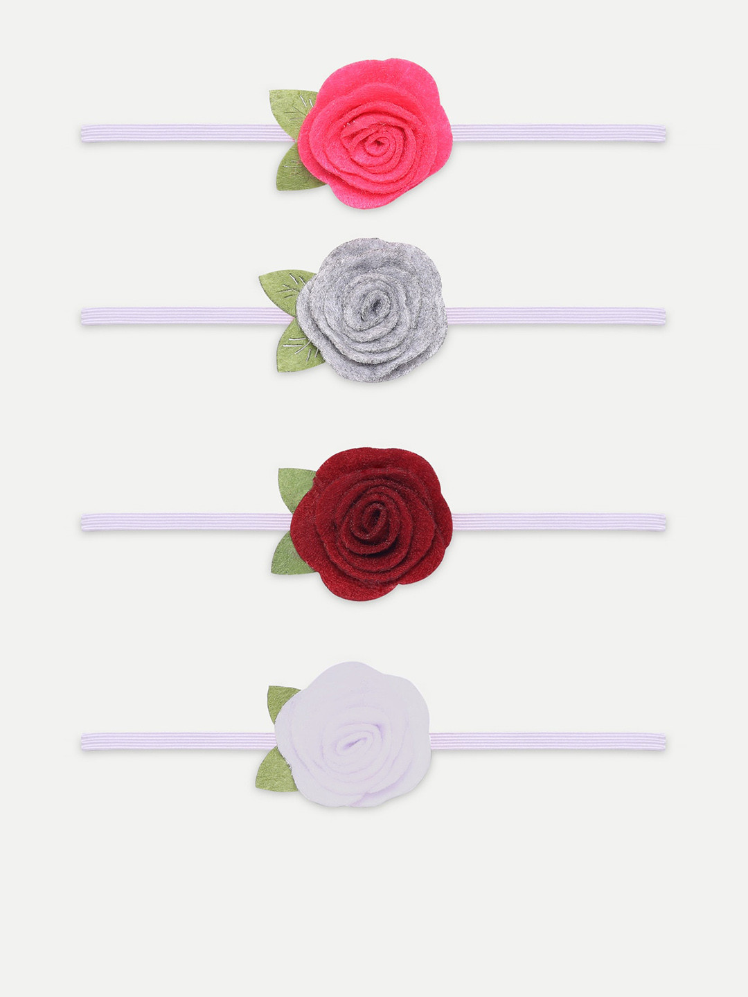 Babymoon Girls Set of 4 Pink, Grey, Brown & White Headband