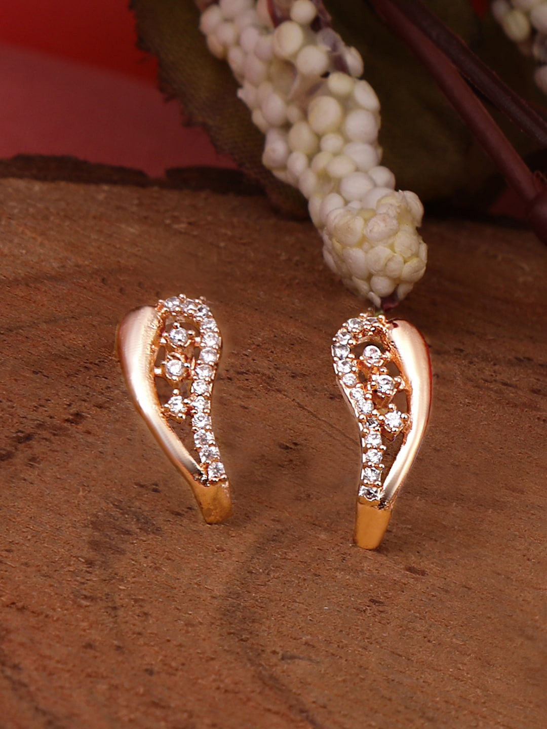 ZINU Rose Gold Contemporary Studs Earrings