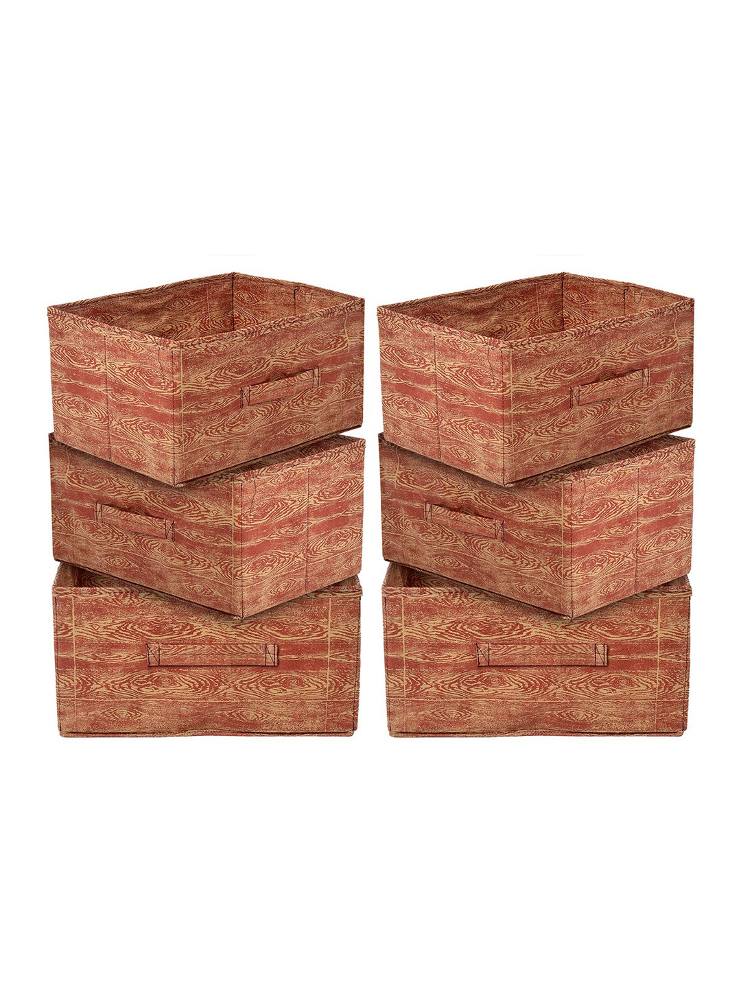 Kuber Industries Set Of 6 Brown Printed Multipurpose Organisers