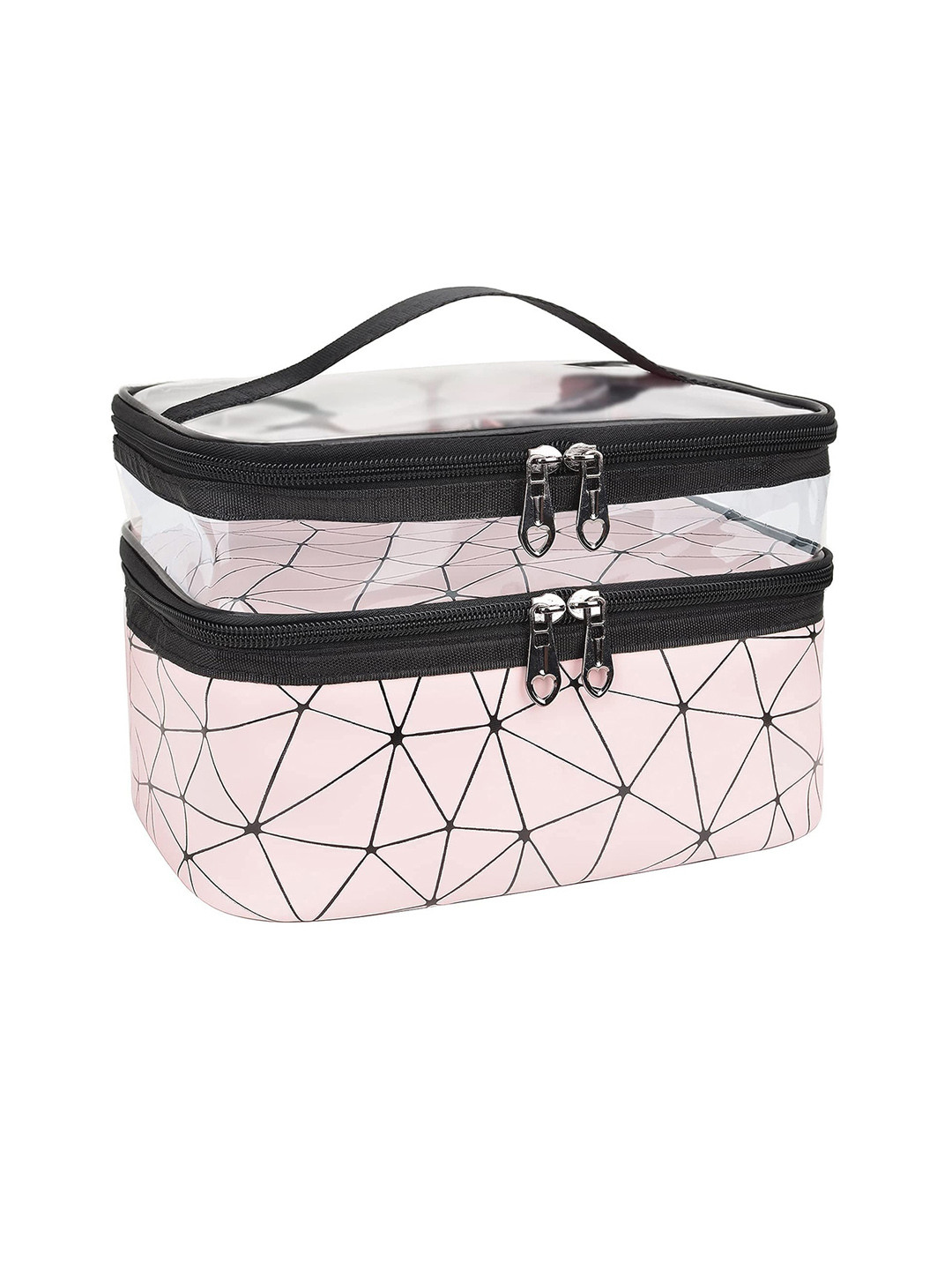 HOUSE OF QUIRK Pink Double Layer Makeup Bags