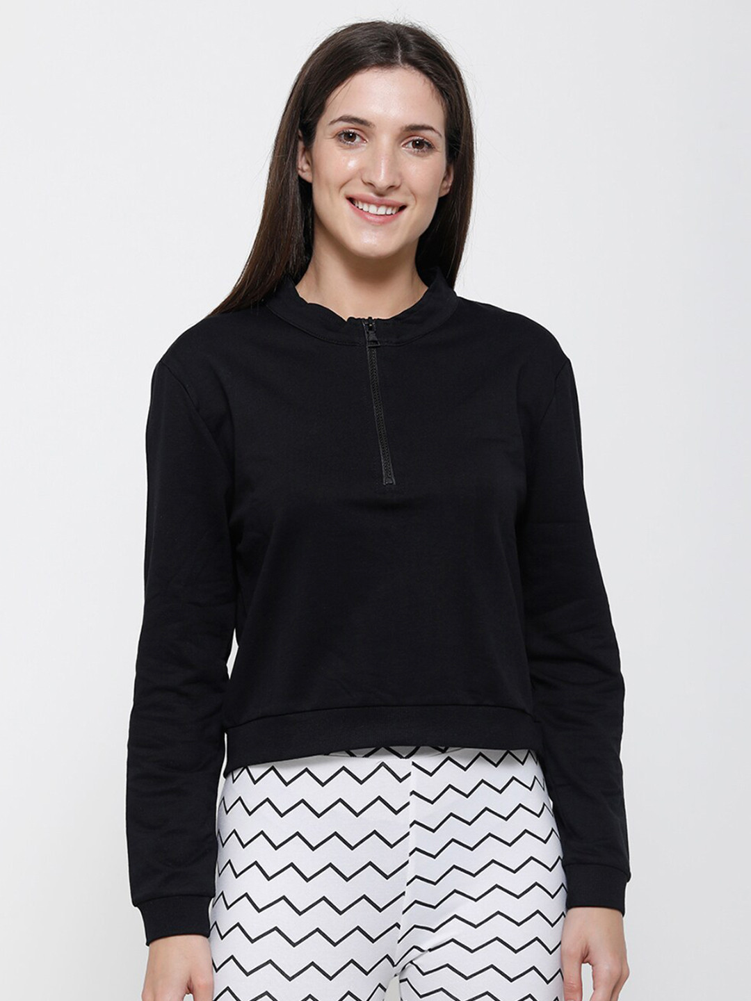 De Moza Women Black Sweatshirt
