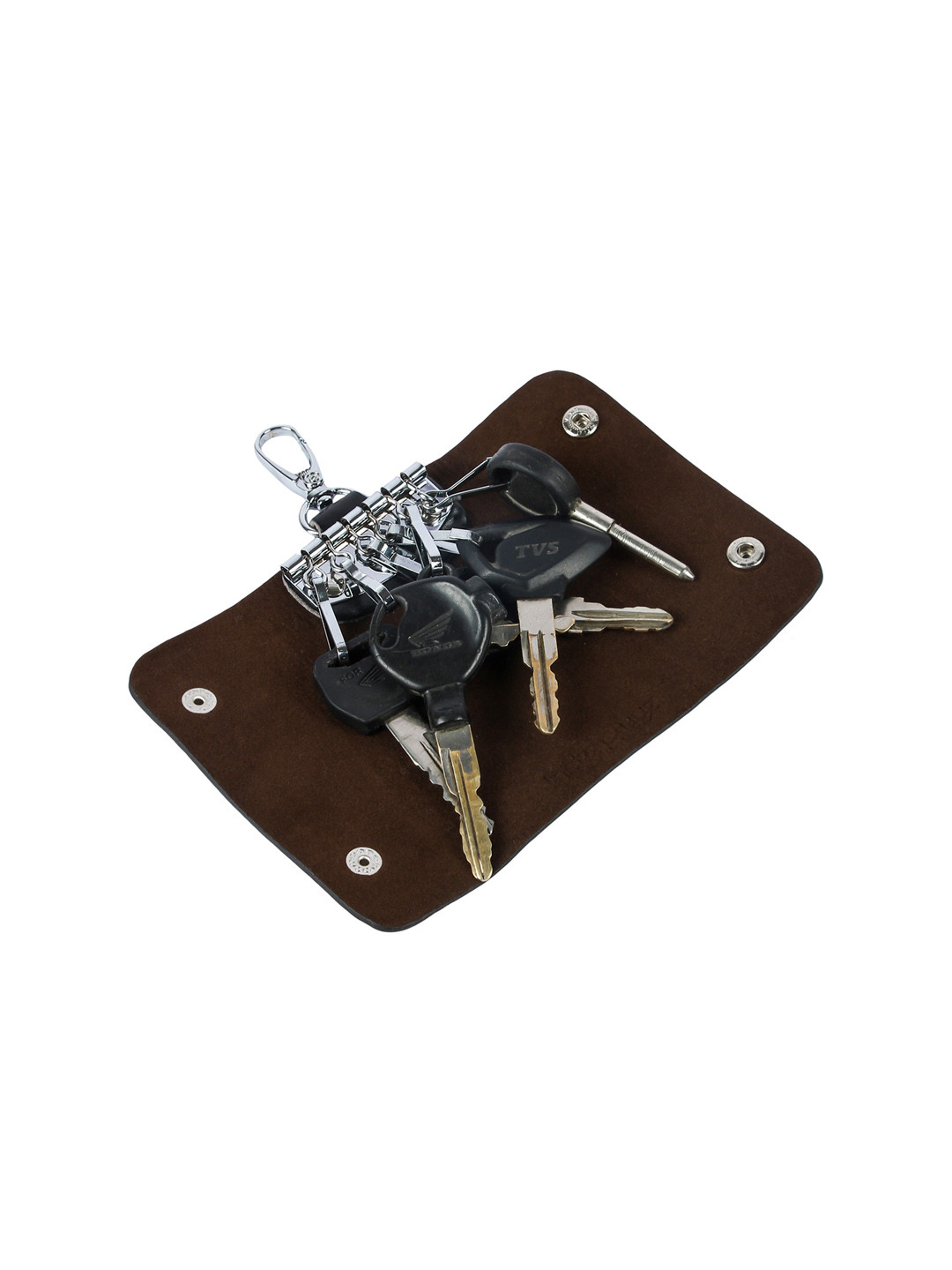 Instabuyz Black Solid Leather Keychain