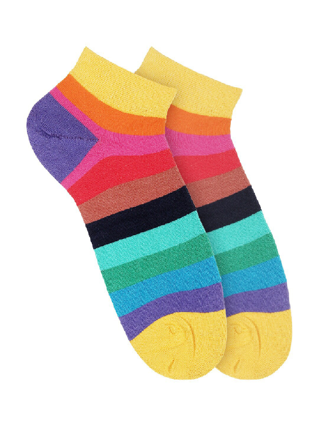 Soxytoes Unisex Multi-Coloured Striped Ankle-Length Socks