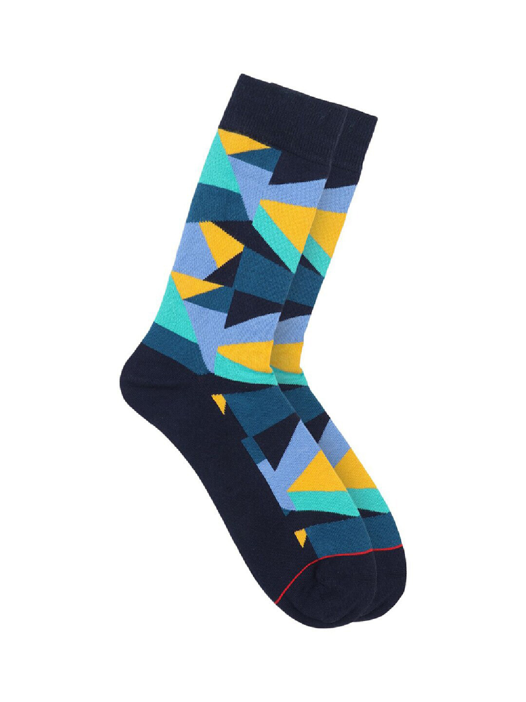 Soxytoes Men Navy Blue & Yellow Patterned Above Knee-Length Socks
