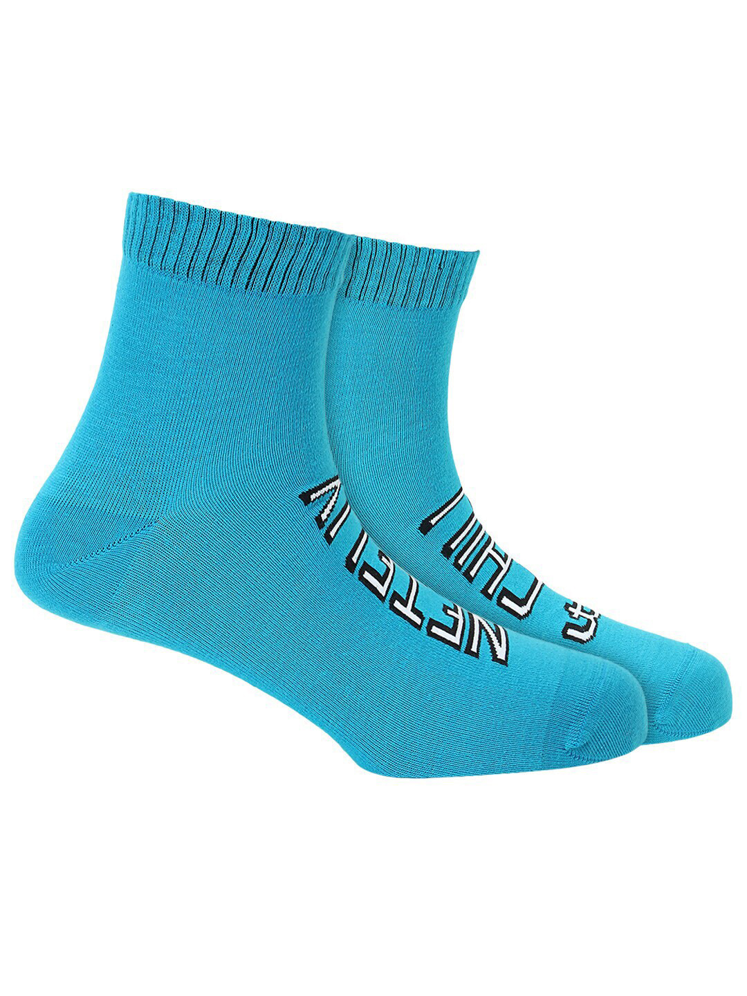 Soxytoes Unisex Blue & White Patterned Pure Combed Cotton Ankle-Length Socks