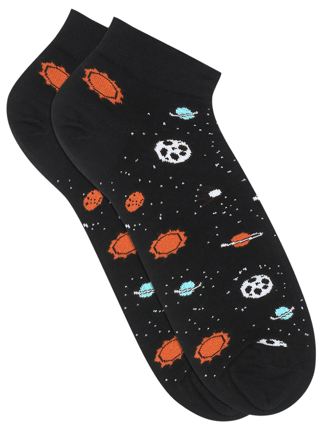 Soxytoes Black Self Design Ankle-Length Socks