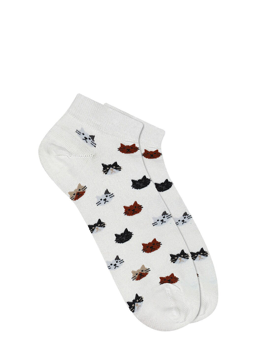 Soxytoes Unisex Cream-Coloured & Maroon Patterned Patterned Ankle-Length Socks