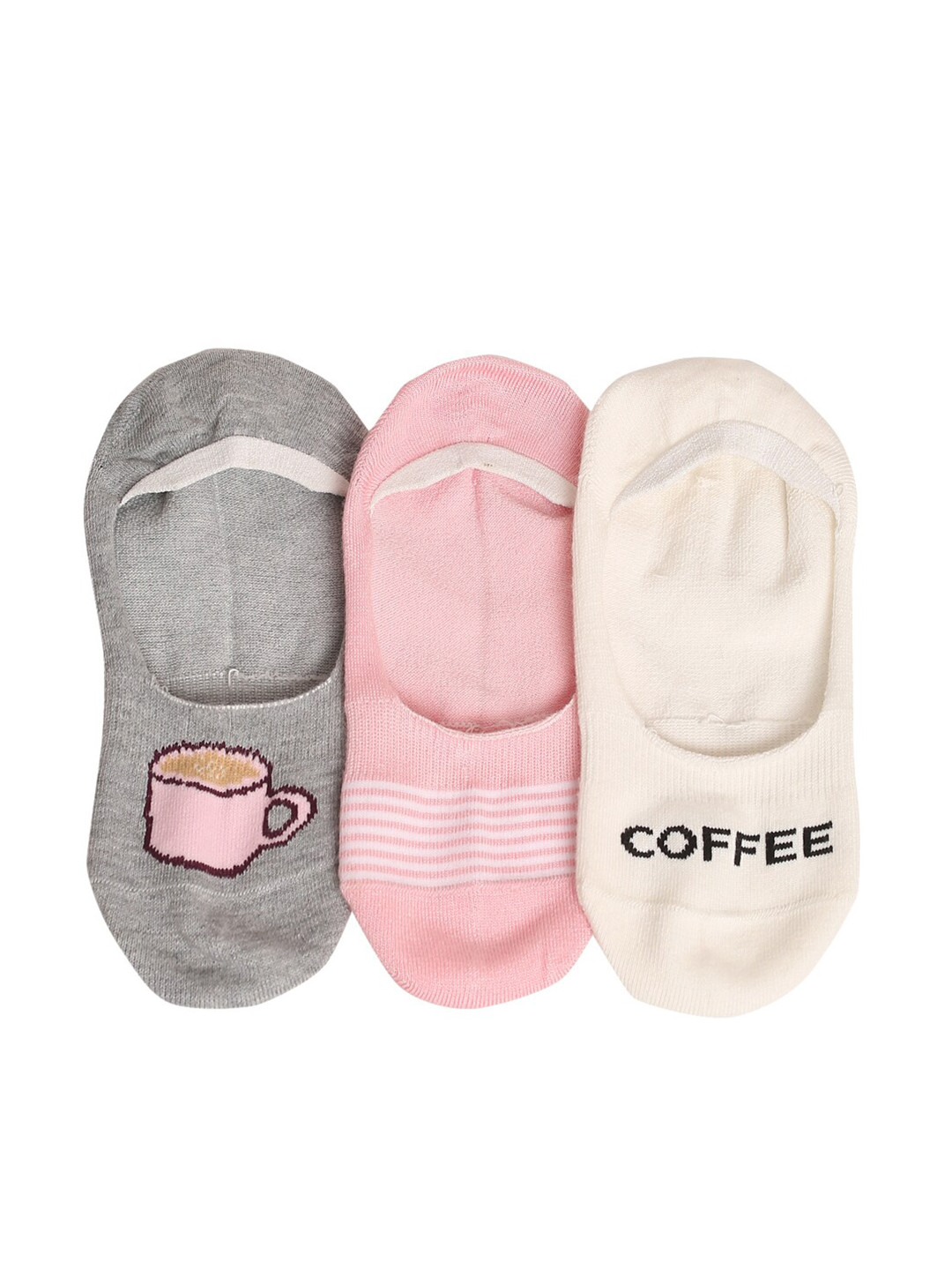 MUTAQINOTI Women Set Of 3 Multicoloured No Show Shoe Liner Socks