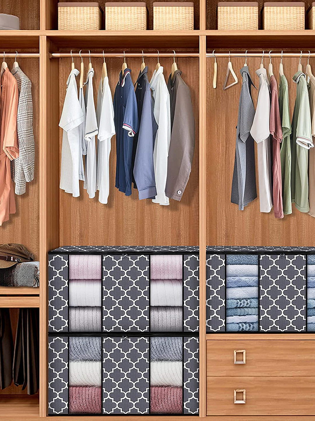 HOUSE OF QUIRK Grey & White Printed Water Resistant Multi-Utility Organiser