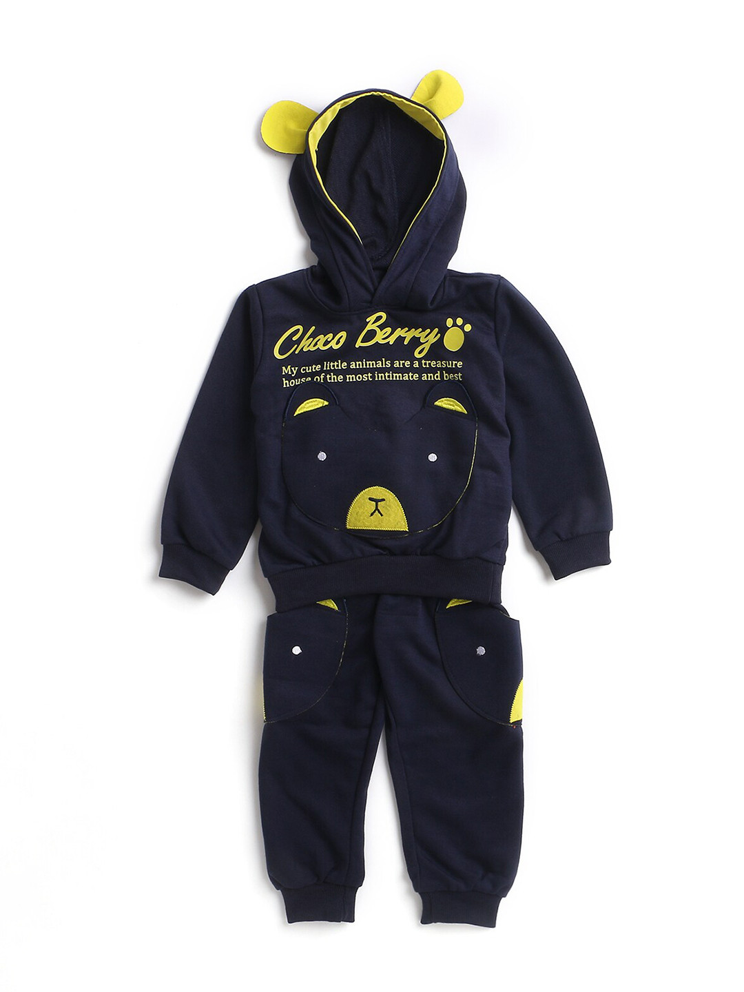 Hopscotch Boys Blue & Yellow Printed T-shirt with Trousers