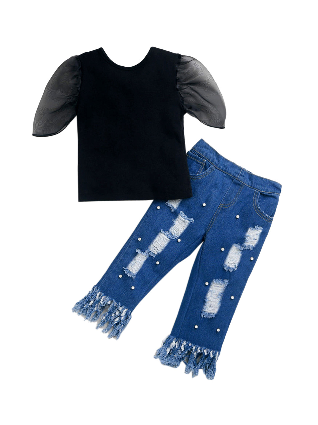 Hopscotch Girls Black & Blue Top with Trousers