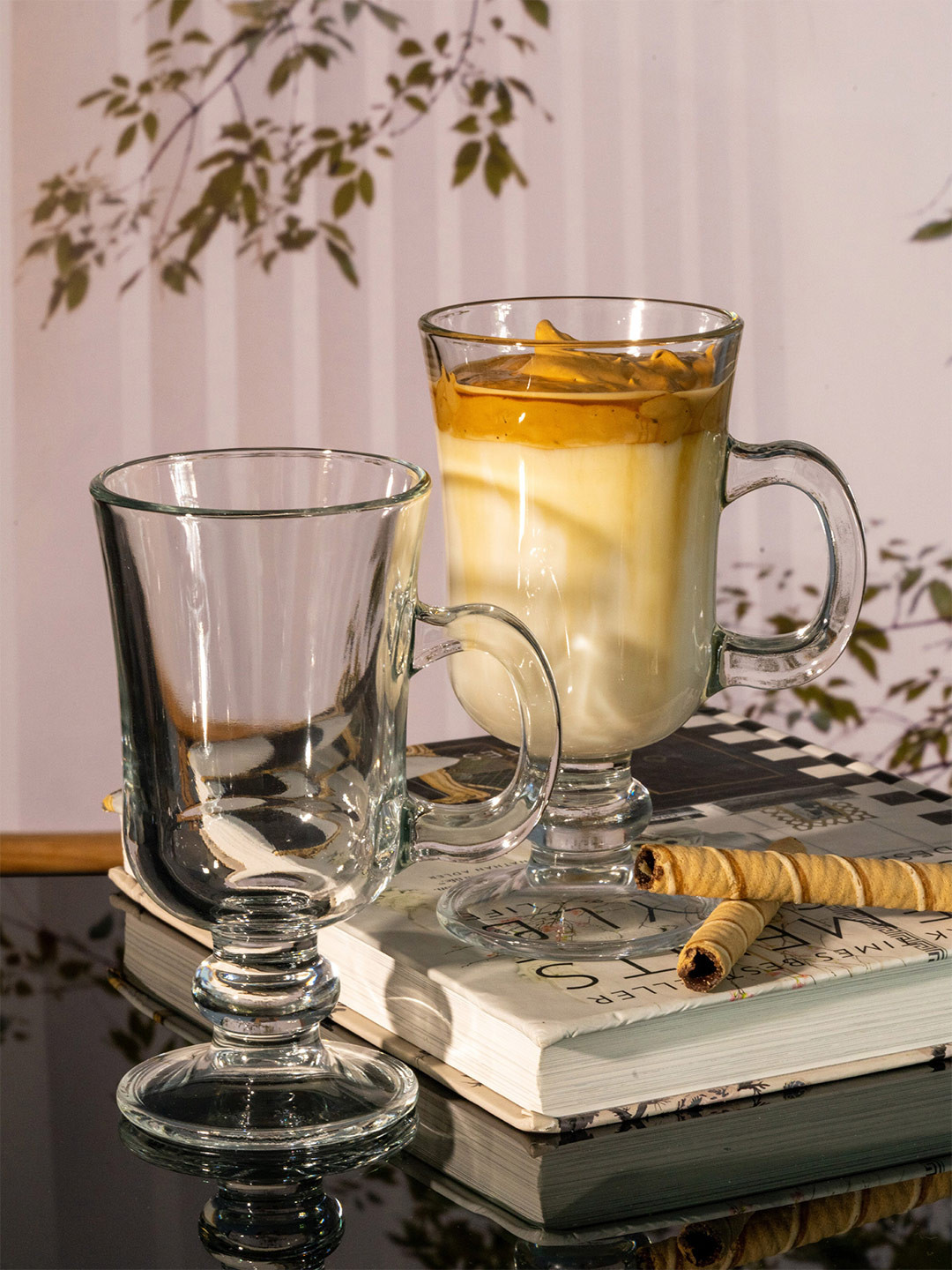 GOODHOMES Transparent Solid Glass Transparent Mugs Set of Cups and Mugs