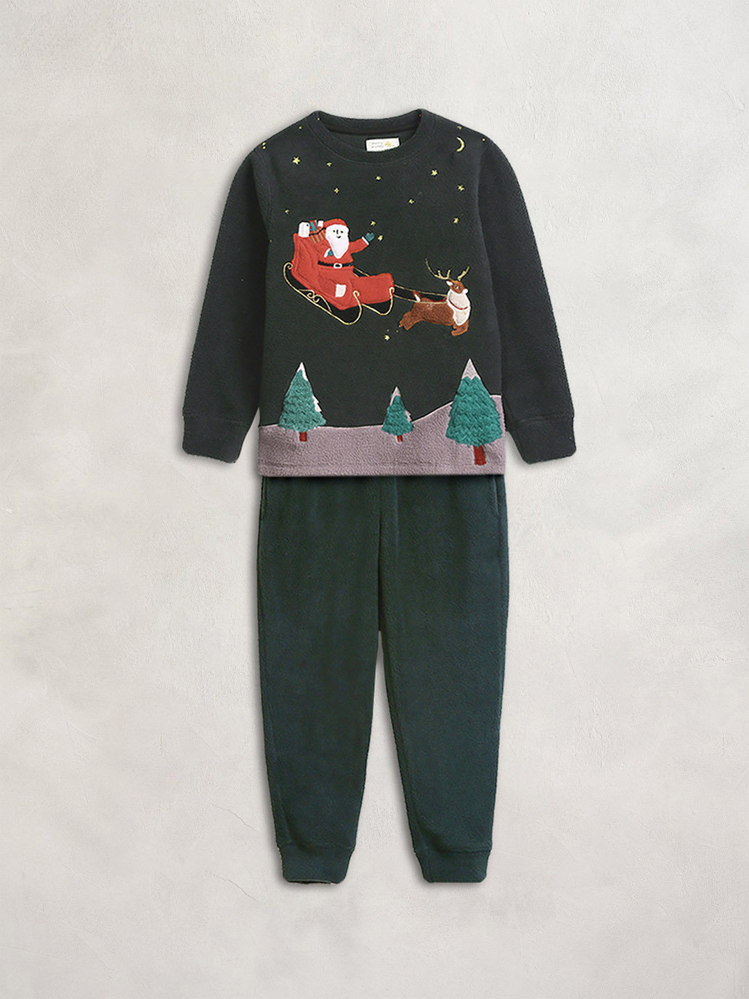 Cherry Crumble Unisex Kids Green Printed Night suit