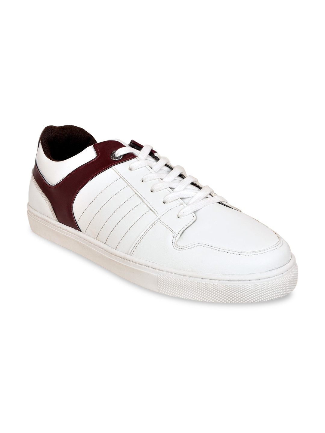 Allen Cooper Men White Colourblocked PU Sneakers