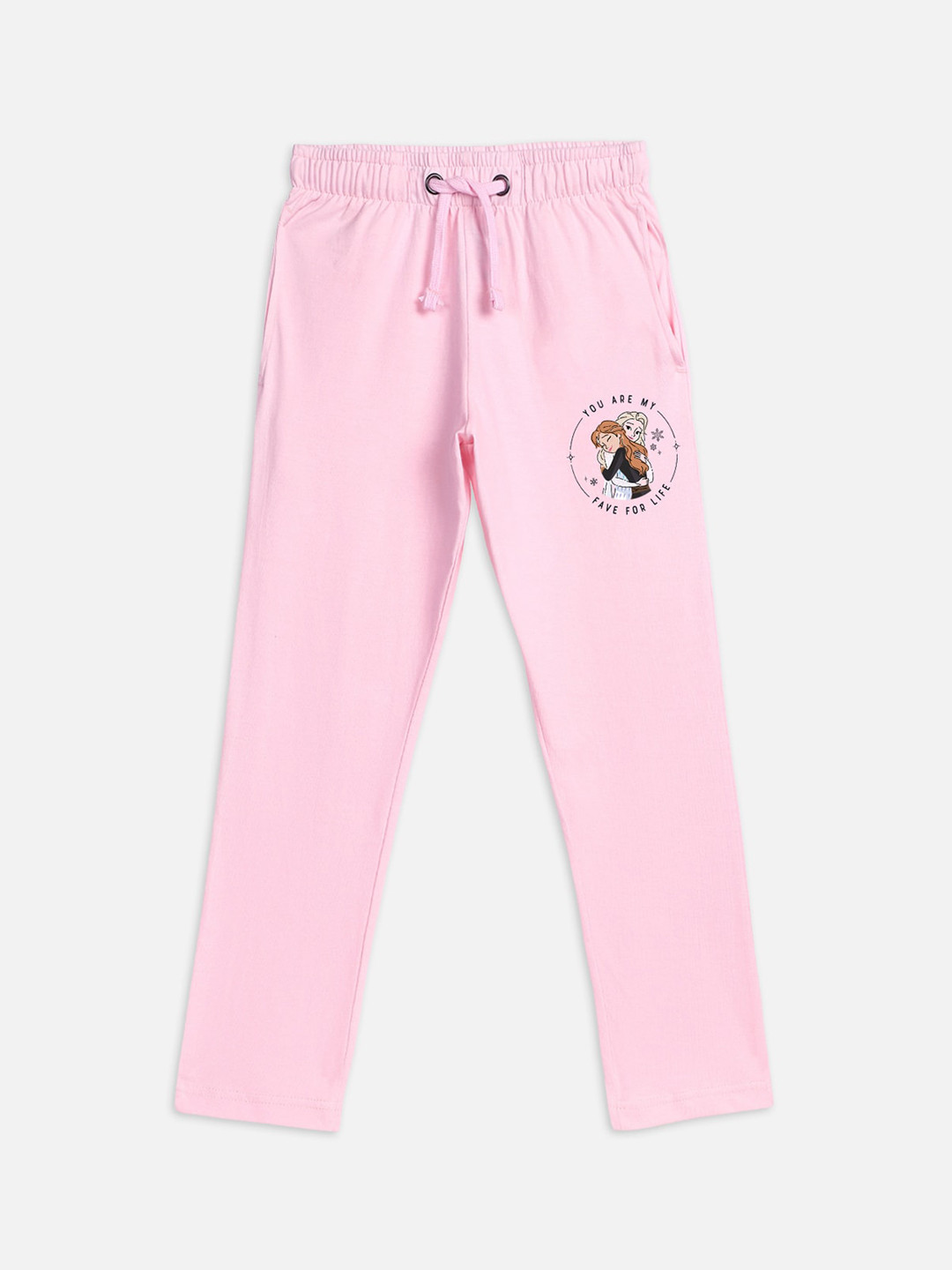 Kids Ville Girls Pink Frozen Printed Cotton Lounge Pants
